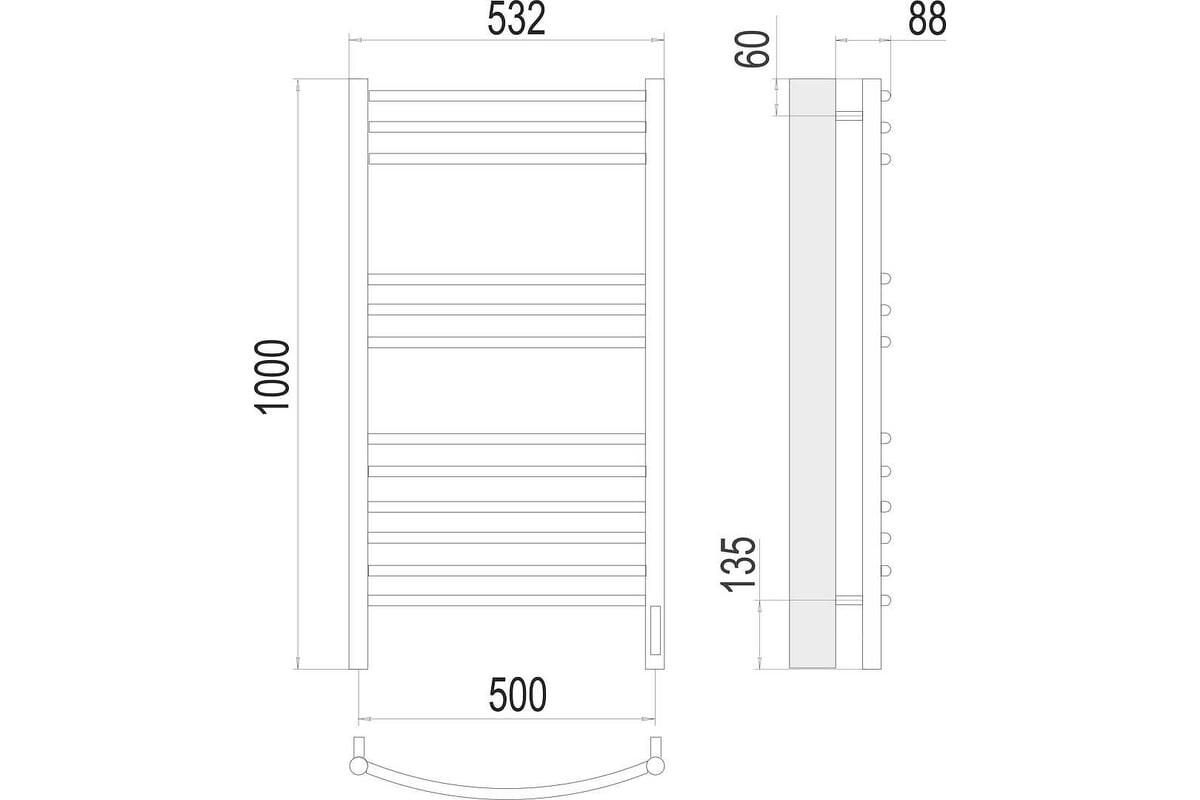 Полотенцесушитель электрический Terminus Классик Люкс Sensor Quick Touch 500/1000 П12 4670078527325