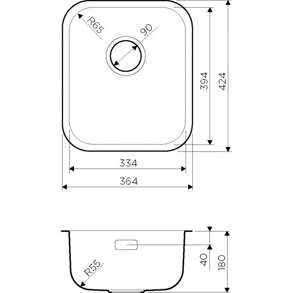 Omoikiri Omi 36-U-IN 4993485 кухонная мойка нержавеющая сталь 36.2х42.2 см