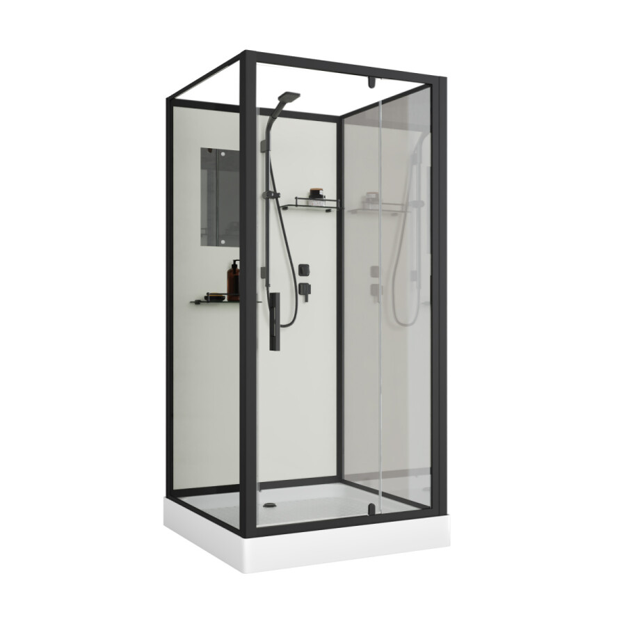 Душевая кабина Niagara Standart ST80/15Q/BL/BK (80х80х200) поддон 15см,распашная,черный,без крыши,3 места