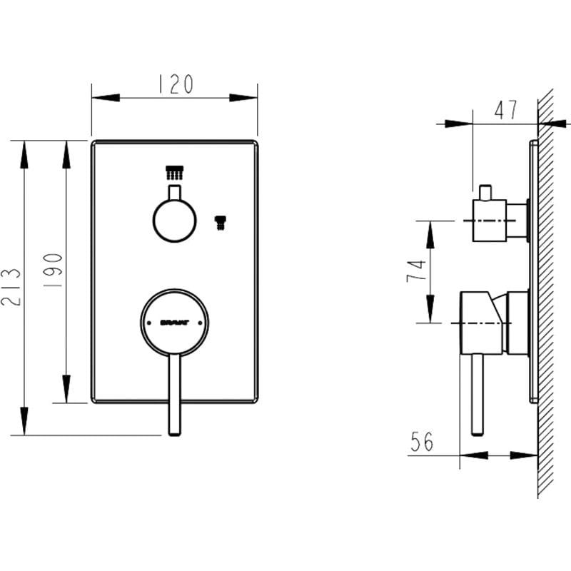 Bravat Arc P69193C-2-ENG встраиваемый смеситель 2-функц. цвет хром