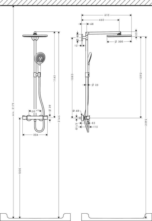 Hansgrohe Raindance Select Showerpipe 300 душевая система с термостатом хром 27114000