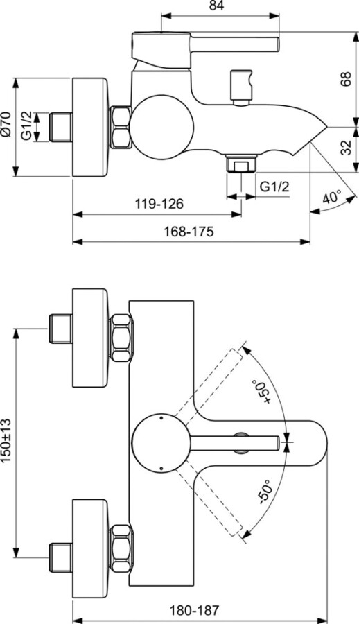 Ideal Standard Ceraline BC199AA смеситель для ванны хром