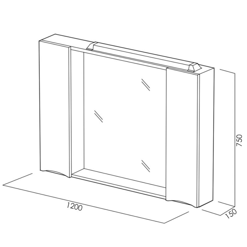 Зеркало-шкаф BelBagno MARINO-SPC-1200/750-2A-BL-P 120*75