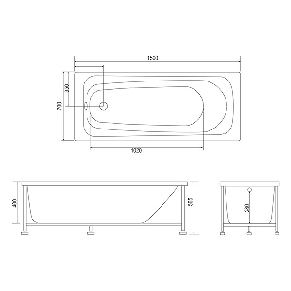 Mirsant Optima 150*70 ванна акриловая прямоугольная УТ000029497