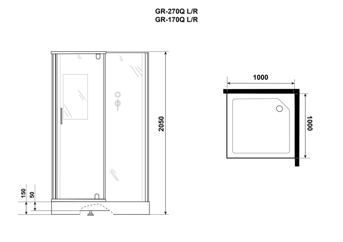 Душевая кабина Grossman Classic GR170QL (100х100х205) дверь распашная,4 места