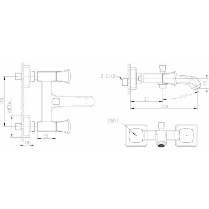 Bravat Whirlpool F678112C-01 смеситель для ванны хром