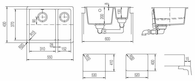 Schock Soho 60 Plus 700663 кухонная мойка пуро 43x55 см