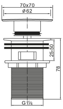 BelBagno донный клапан с переливом, квадратной крышкой BB-PCU-07-CRM