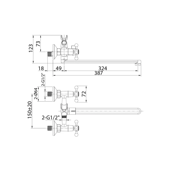 Milardo Duplex смеситель для ванны хром DUPSBL2M10