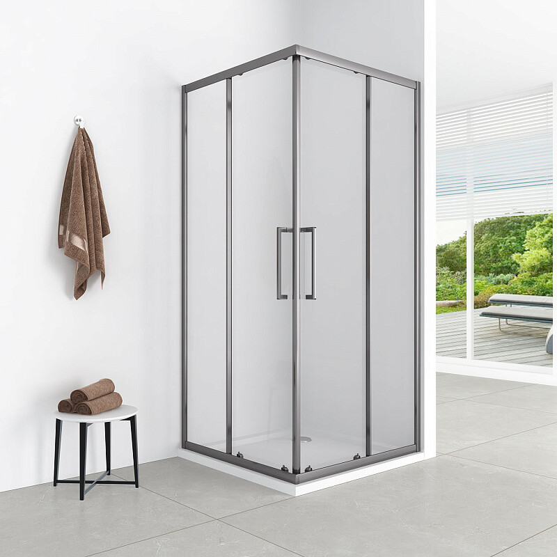 Душевое ограждение Loranto 120x80x190 раздвижная дверь, универсальная, прозрачное стекло 6 мм, профиль серый матовый CS-AB01GG-128