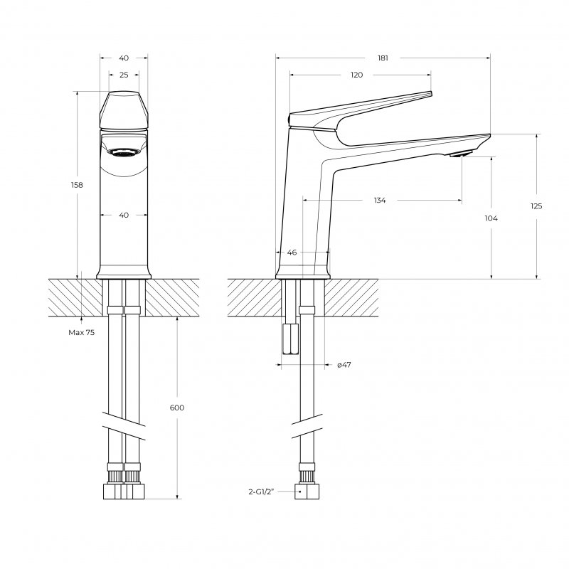 Cezares Liner смеситель для раковины без донного клапана оружейная сталь LINER-LS-GM-W0