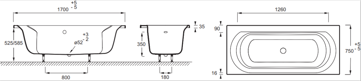 Jacob Delafon Elise SF6010RU-NF каркас для ванны 170x75 см