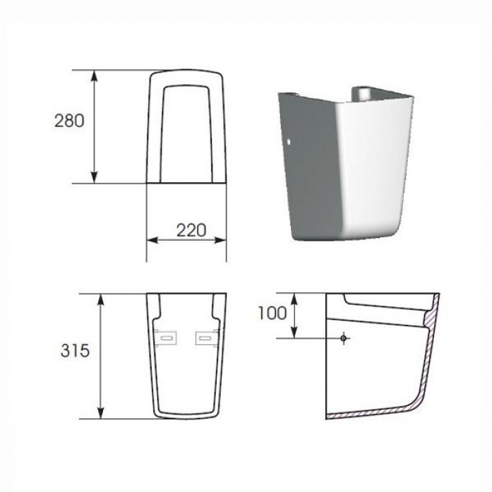 Полупьедестал Cersanit Carina PP-CA50/55/60