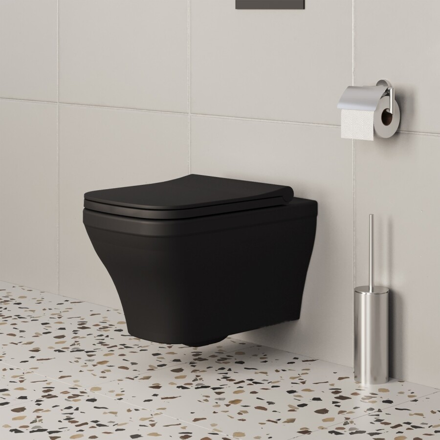 Унитаз подвесной Ambassador Benefit 203T20201R (535*340*360) Черный матовый подвесной Безободковый, 1 место