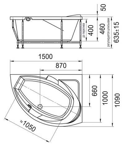 Radomir Фиеста Стандарт Gold 150x109 см ванна акриловая асимметричная белая c гидромассажм правая-левая