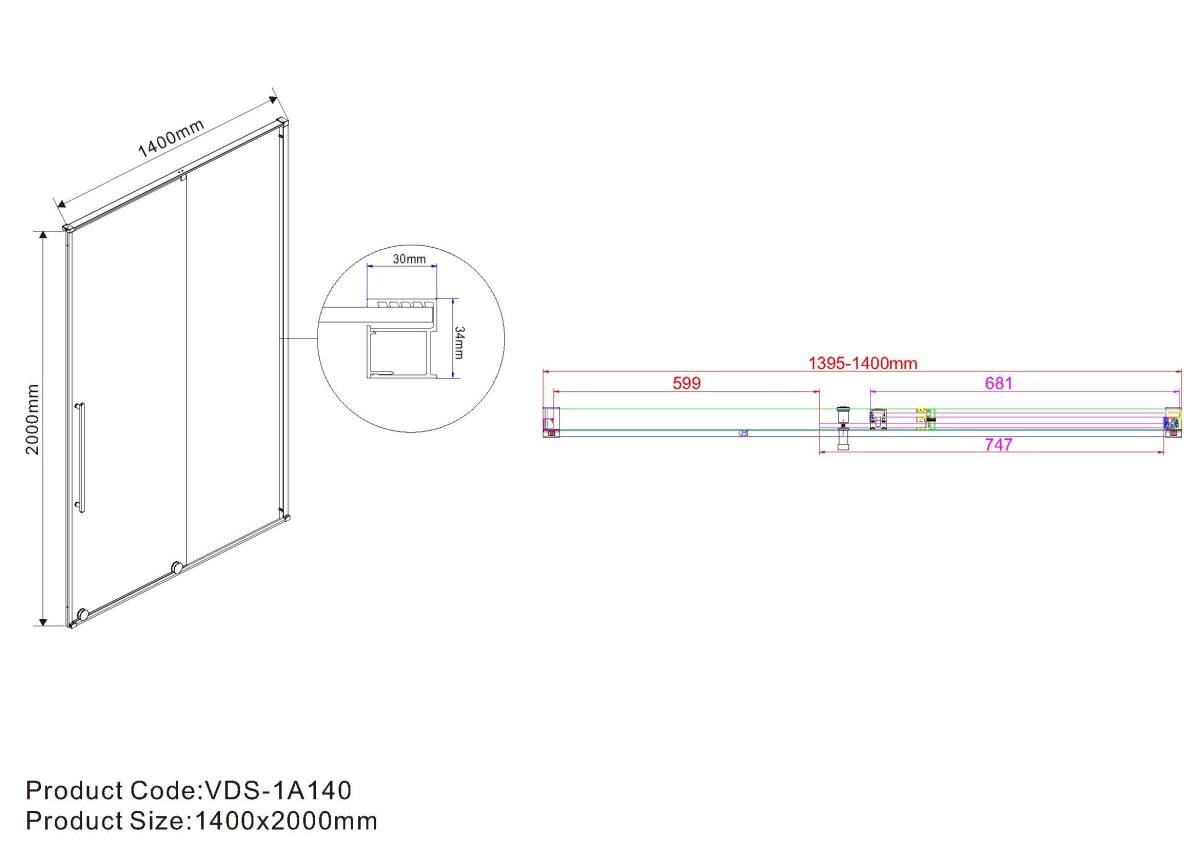 Vincea Arno душевая дверь VPS-1A140CL профиль хром, прозрачное