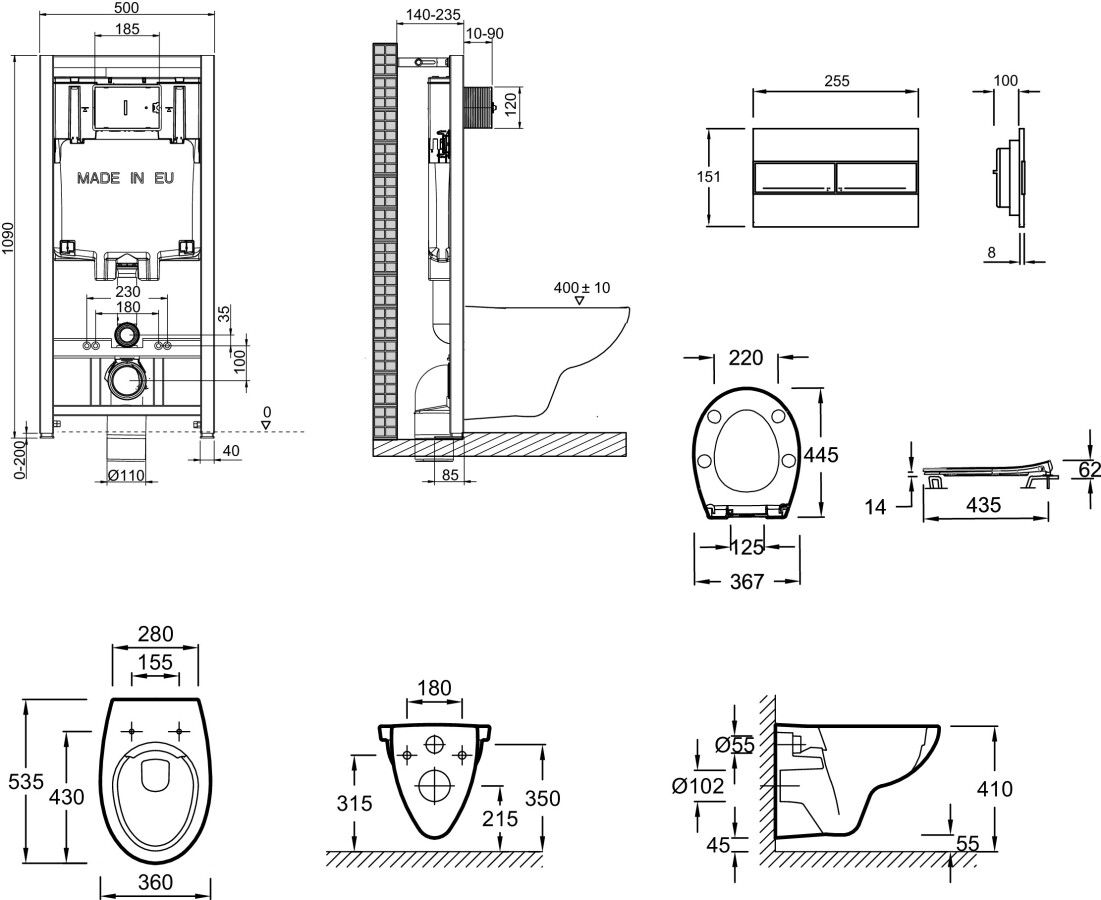 Jacob Delafon Patio E21740RU-00 унитаз подвесной c инсталляцией