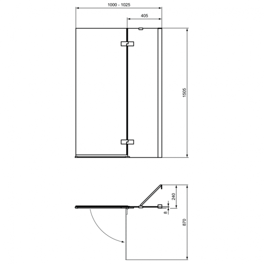 Ideal Standard штора правая на ванну i.life 100х150 см T4886EO