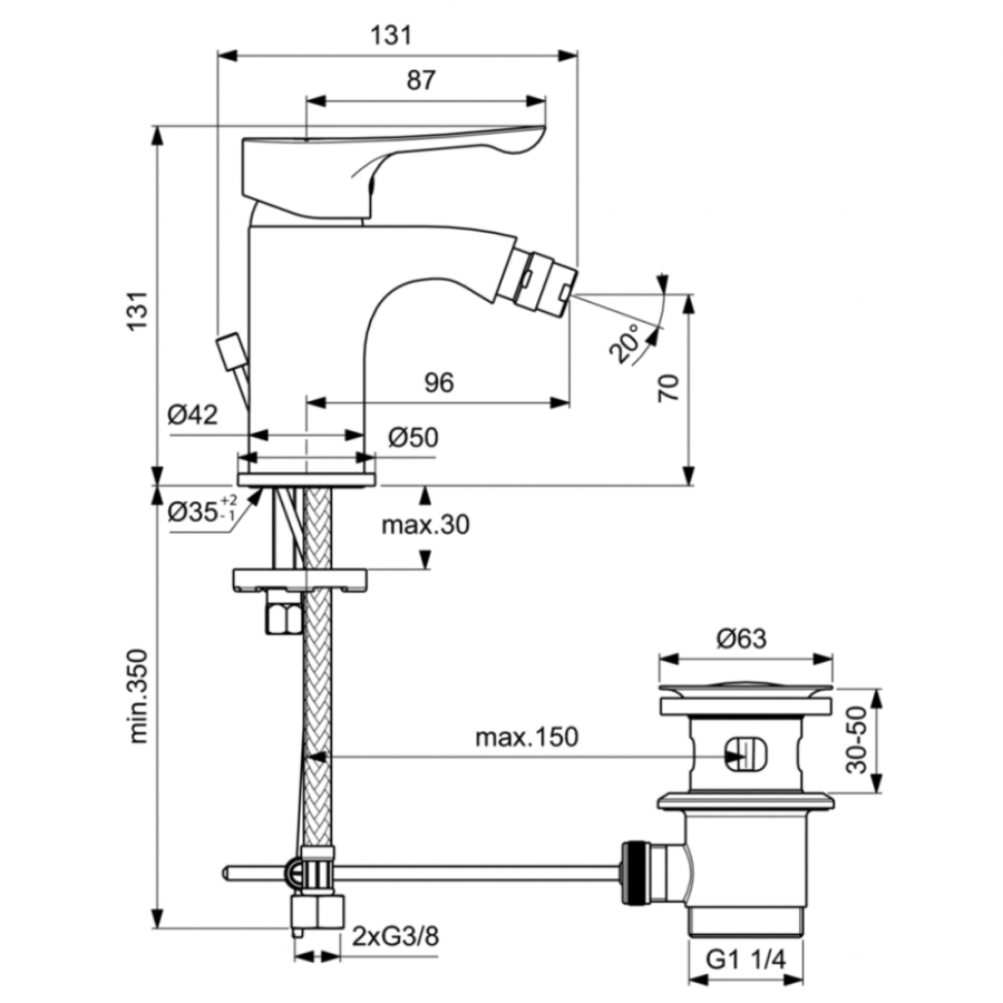 Ideal Standard DOT смеситель для биде BC323AA