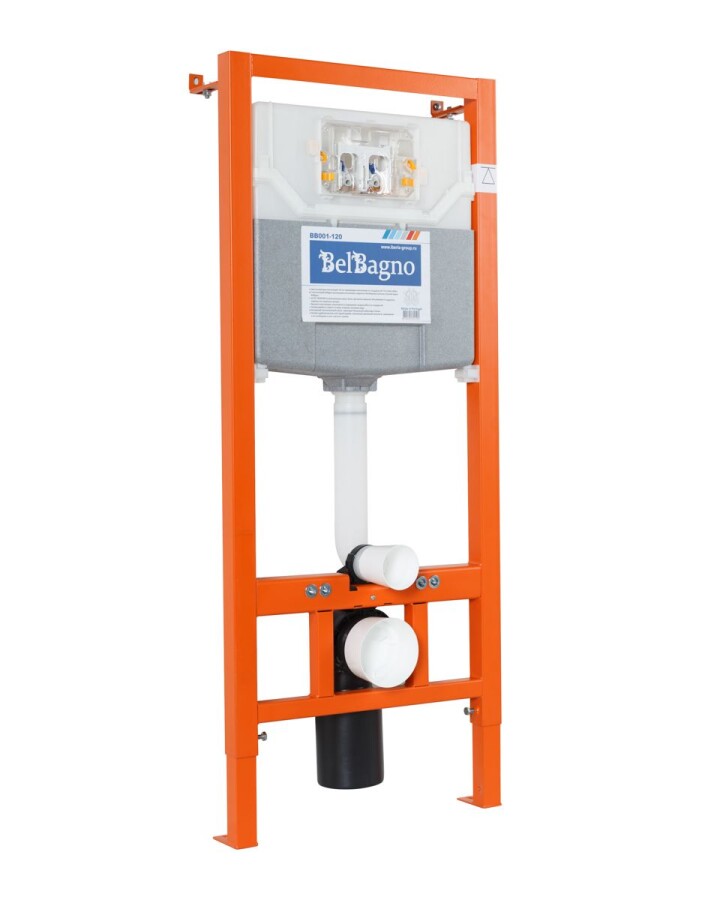 BB001-120/BB005-PR-CHROME Система инсталляции для подвесных унитазов BelBagno BB001-120 с кнопкой смыва BB005-PR-CHROME