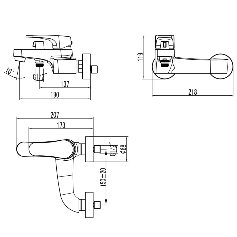 Lemark Shift смеситель для ванны LM4334C