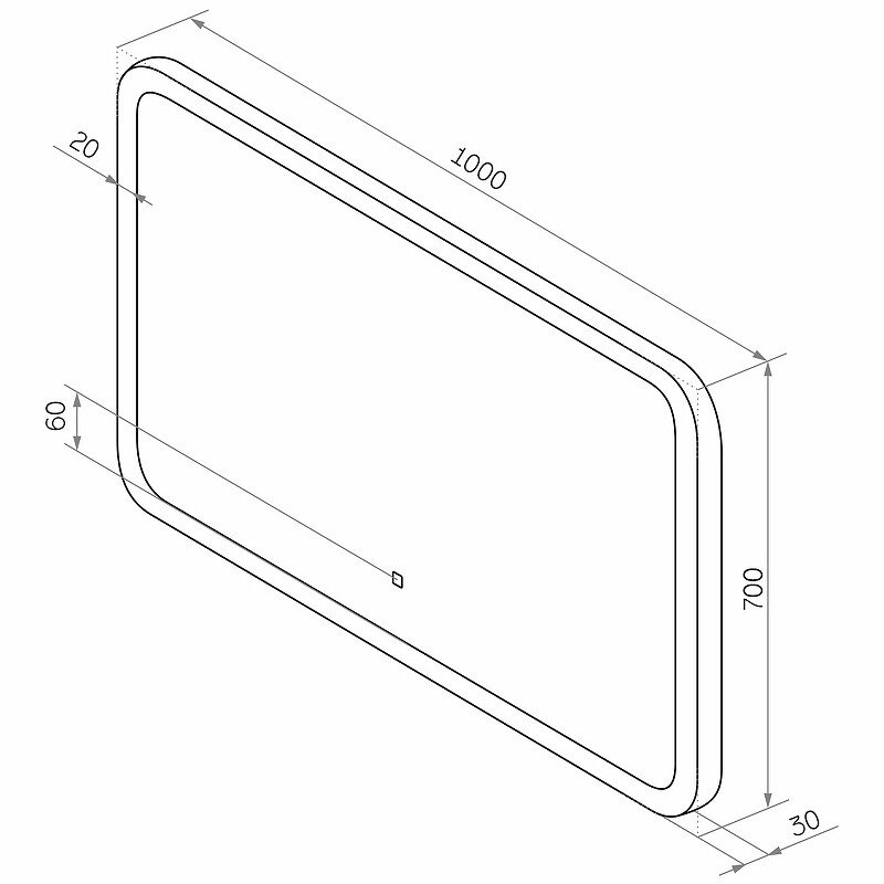 Зеркало Sintesi Jano 100 с LED-подсветкой 1000x700, с подогревом SIN-SPEC-JANO-100