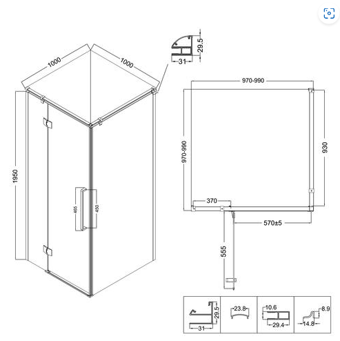 Душевой угол 100x100 Niagara Nova NG 6632-34