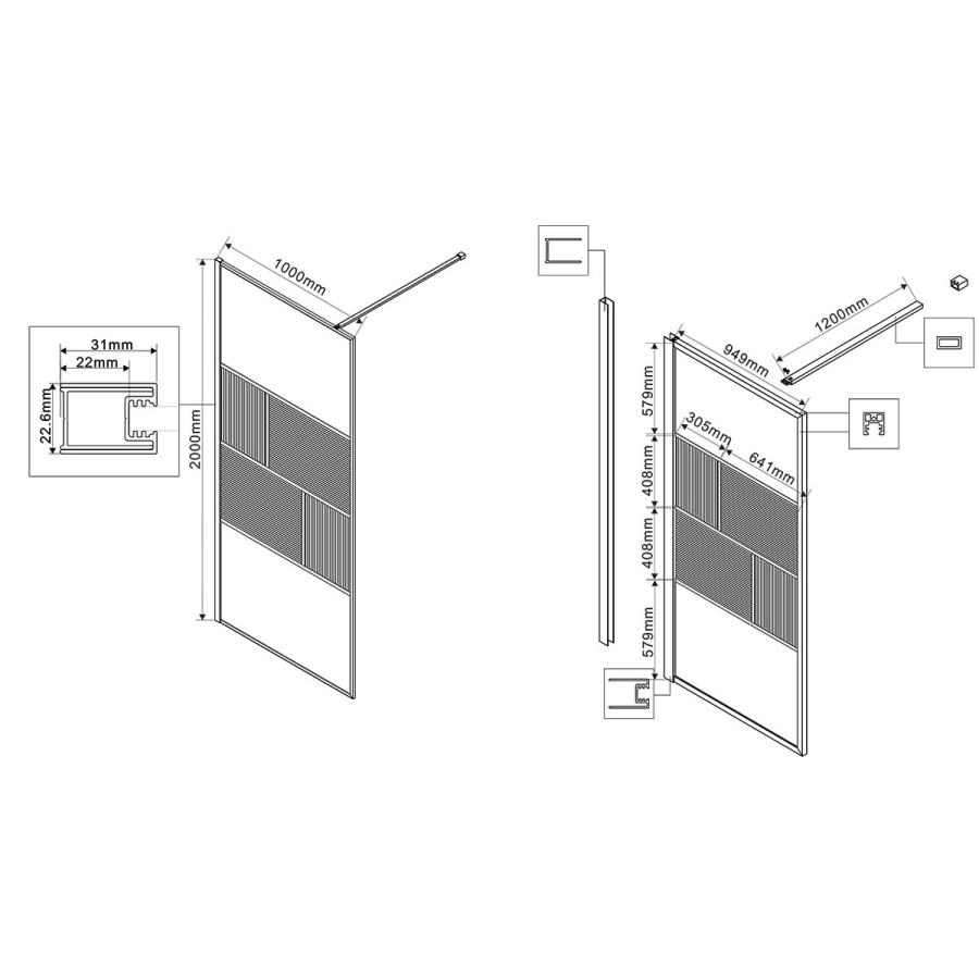 Vincea Walk-In душевая перегородка 100 см вороненая сталь VSW-1HC100CFGM