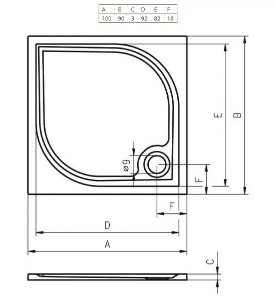 Riho Kolping DB32 душевой поддон из литьевого мрамора 100х90 DB3200500000000