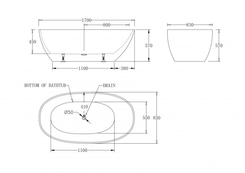 BelBagno ванна отдельностоящая овальная 170х83 BB80-1700-W0