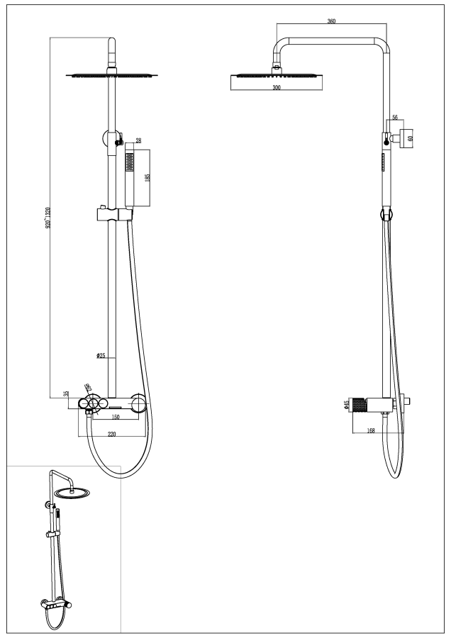 Душевая система с изливом Boheme Stick ручка Spirale Brushed Bronze 128-BRB.4