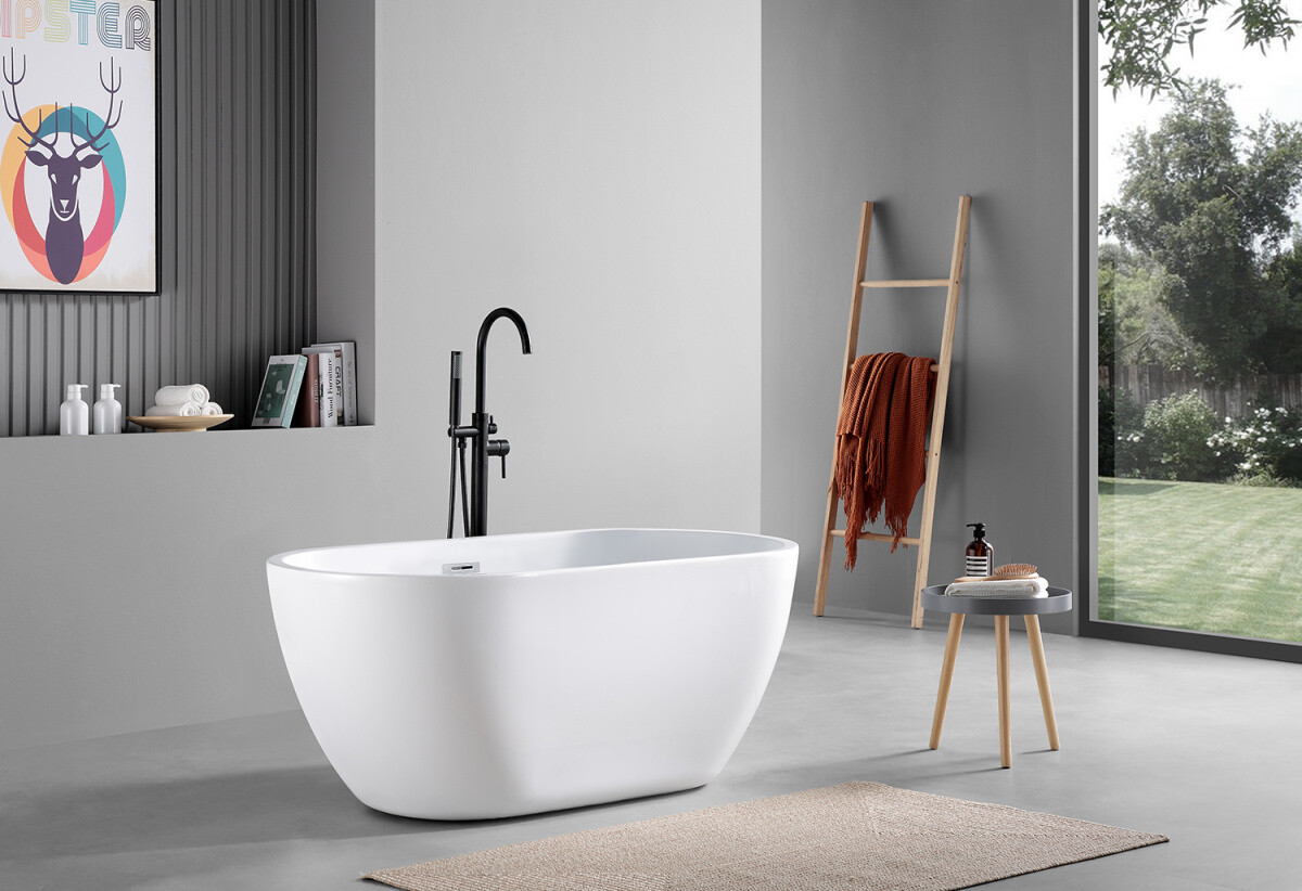 Ванна акриловая Azario BLANCA 1700x750x580 отдельностоящая, в комплекте с сифоном и металлической рамой, цвет белый AZ-6602-17075