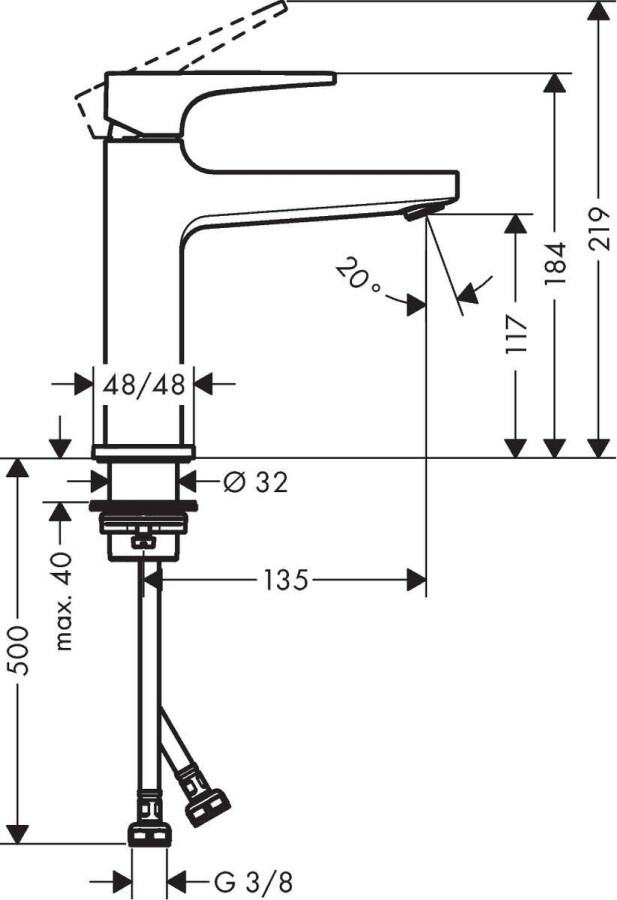 Hansgrohe Metropol Смеситель для раковины 110 Push-Open белый матовый 32507700