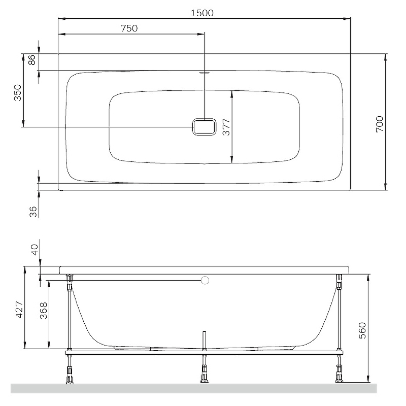 Am.Pm Func ванна акриловая 150х70 см W84A-150-070W-A