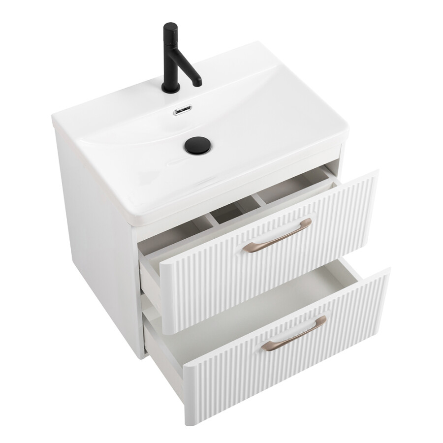 Подвесная тумба с раковиной Belbagno DUE 50 см Bincao Lucido DUE-500-2C-SO-BL-P BB-8076-3-50