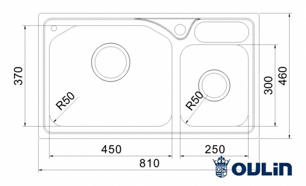 Oulin OL-H9818 кухонная мойка satin система POP-UP 81x46 см