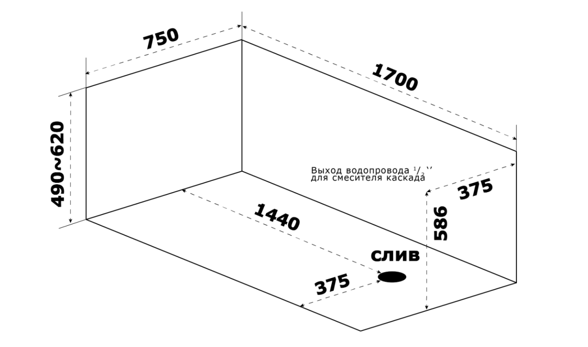 BAS Нормана-PRO ванна акриловая 170х75 см без каркаса З 00134