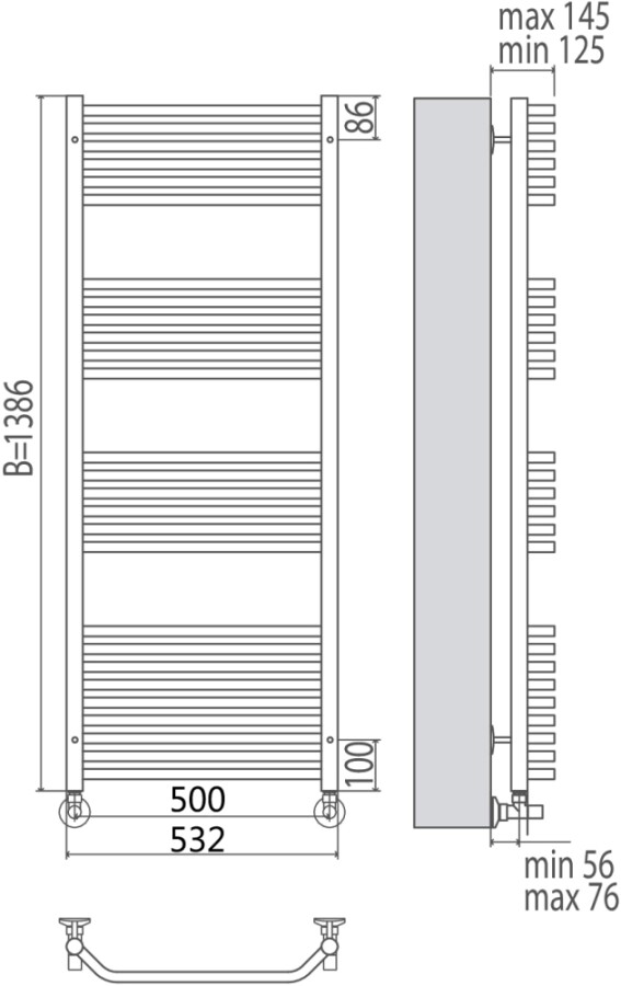 Terminus Виктория П27 полотенцесушитель водяной 500*1386