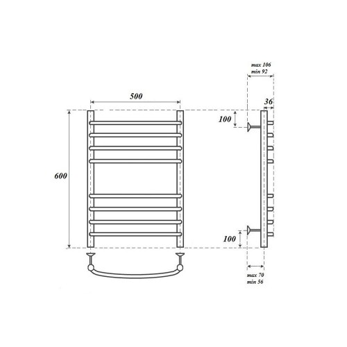 Point Альфа полотенцесушитель водяной 50х60 PN05156S