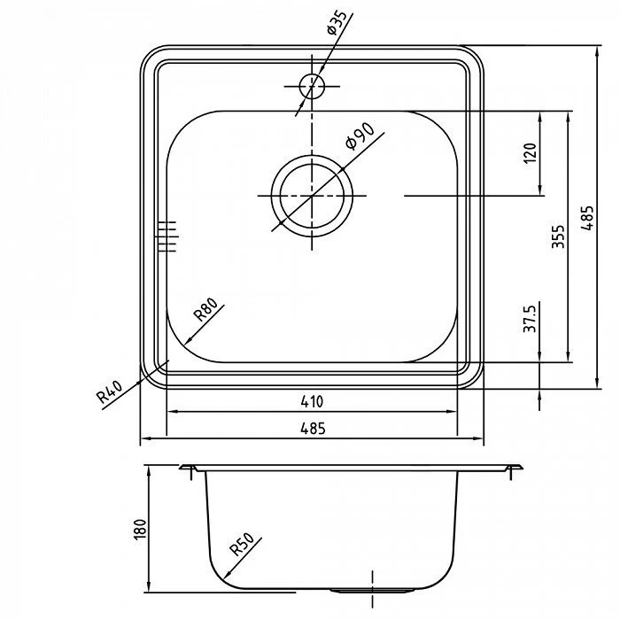 Iddis Strit мойка кухонная врезная STR48P0i77K