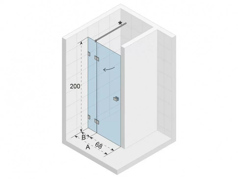 Riho Scandic X104 душевая дверь 160х200 L профиль черный G001029121