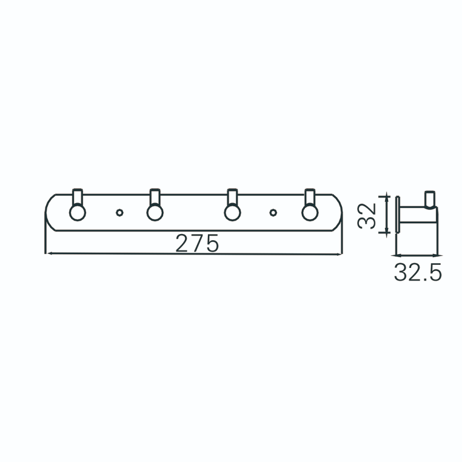 Azario Nessy планка на 4 крючка, хром AZ-1514