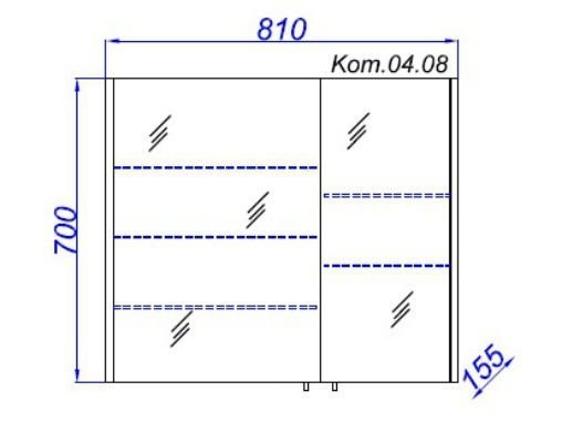 Зеркало-шкаф Aqwella Командор 80*70 Kom.04.08/VM