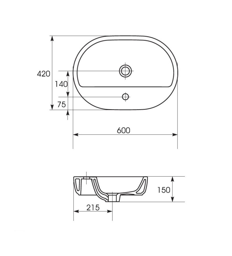 Cersanit Caspia 60 SQUARE раковина накладная