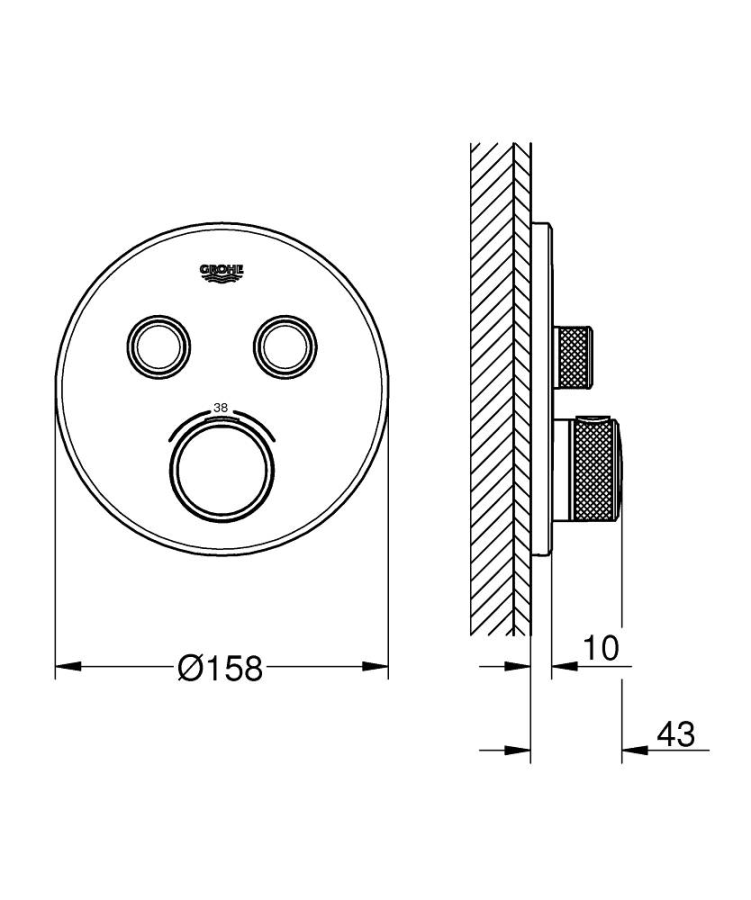 Grohe Grohtherm SmartControl смеситель с термостатом (внешняя часть) 29119000