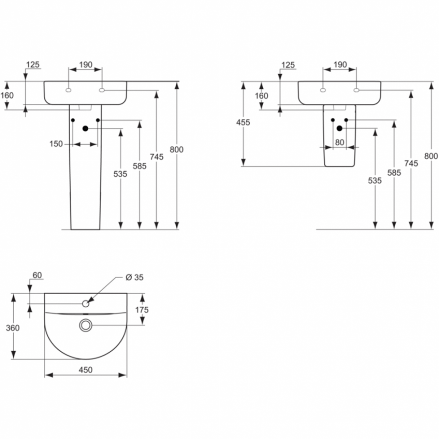 Ideal Standard Connect раковина 45 см E796801