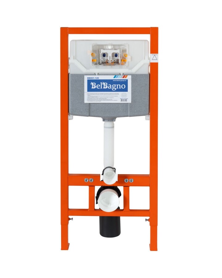 BB001-120/BB007-PR-NERO.M Система инсталляции для подвесных унитазов BelBagno BB001-120 с кнопкой смыва BB007-PR-NERO.M