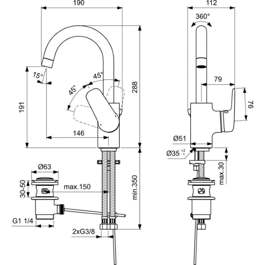 Ideal Standard Ceraflex смеситель для раковины B1716AA