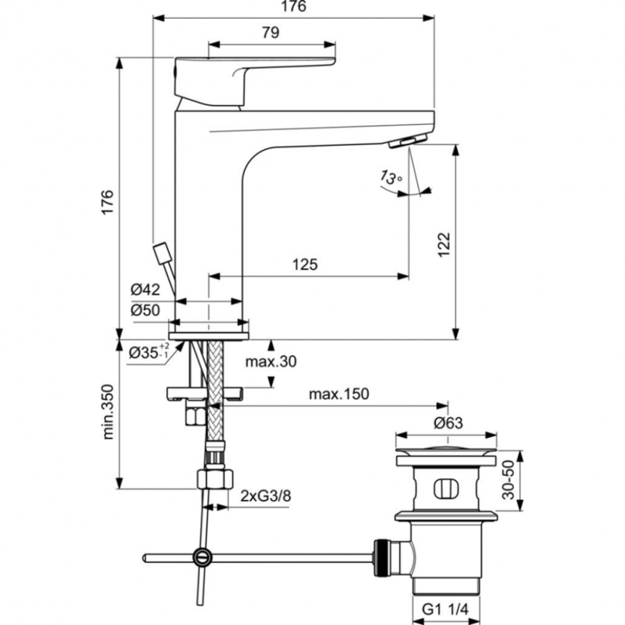 Ideal Standard готовый набор смесителей 3 в 1 BC985AA