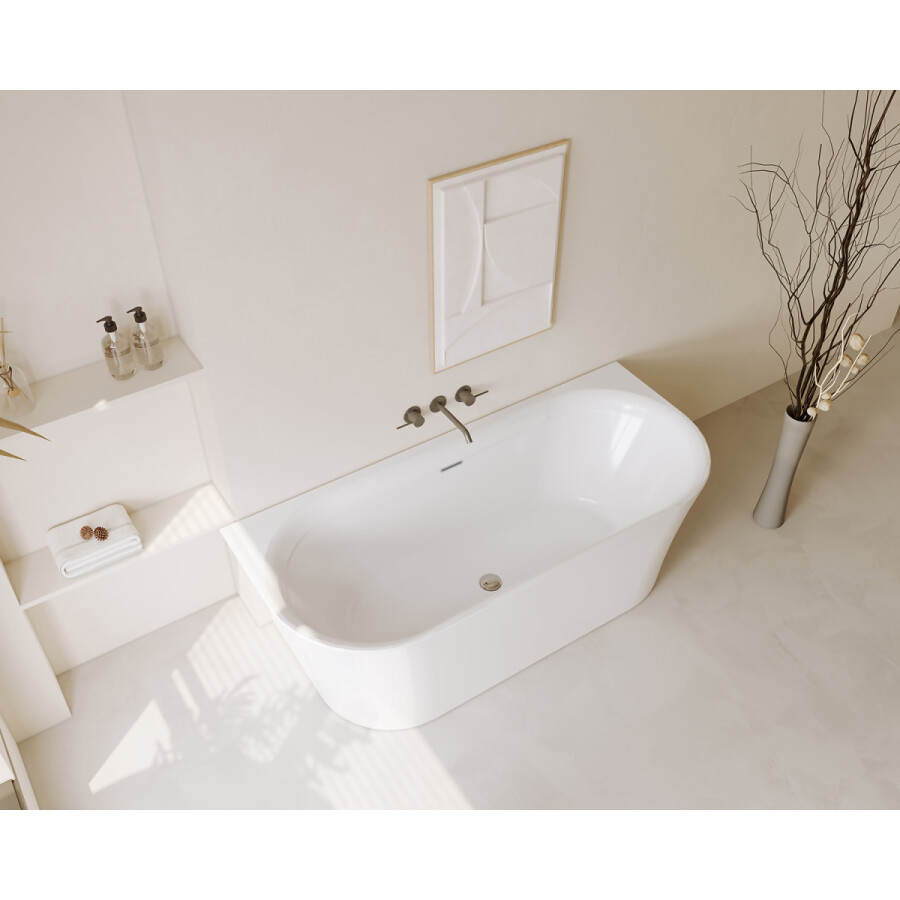 Ванна акриловая Azario Engels 1800x750x580 пристенная, в комплекте с сифоном и металлической рамой ENG18075